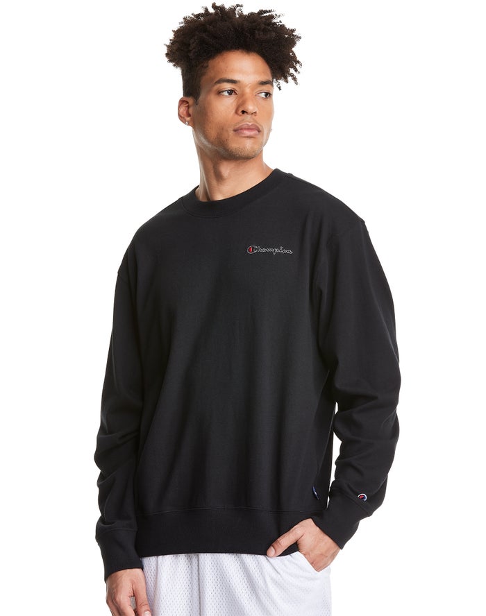 Champion Mens T-Shirt NZ - Middleweight Jersey Long-Sleeve Black ( 6302-XATGN )